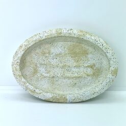 Oval sæbeskål - hvid og beige marmorering med reflekterende pigmenter (vandfast)