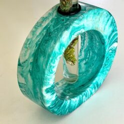 Vase med reagensglas - hvid med grøn marmorering og guldglimmer