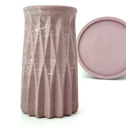 Gavesæt - rund bakke og vase med smalt mønster i støvet lilla med hvid marmorering