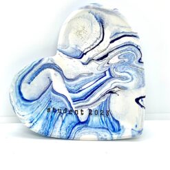 Lav hjerteskål - hvid og blå marmorering med 