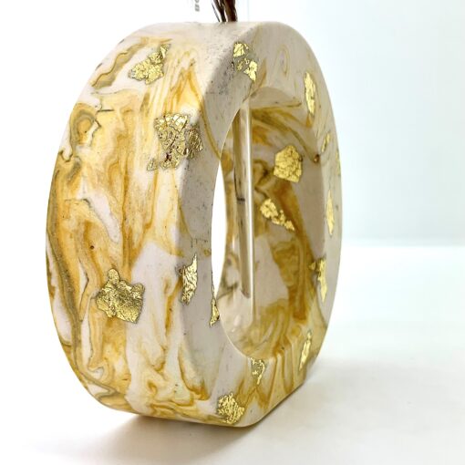 Vase med reagensglas - hvid med sandfarvet marmorering og guldflager